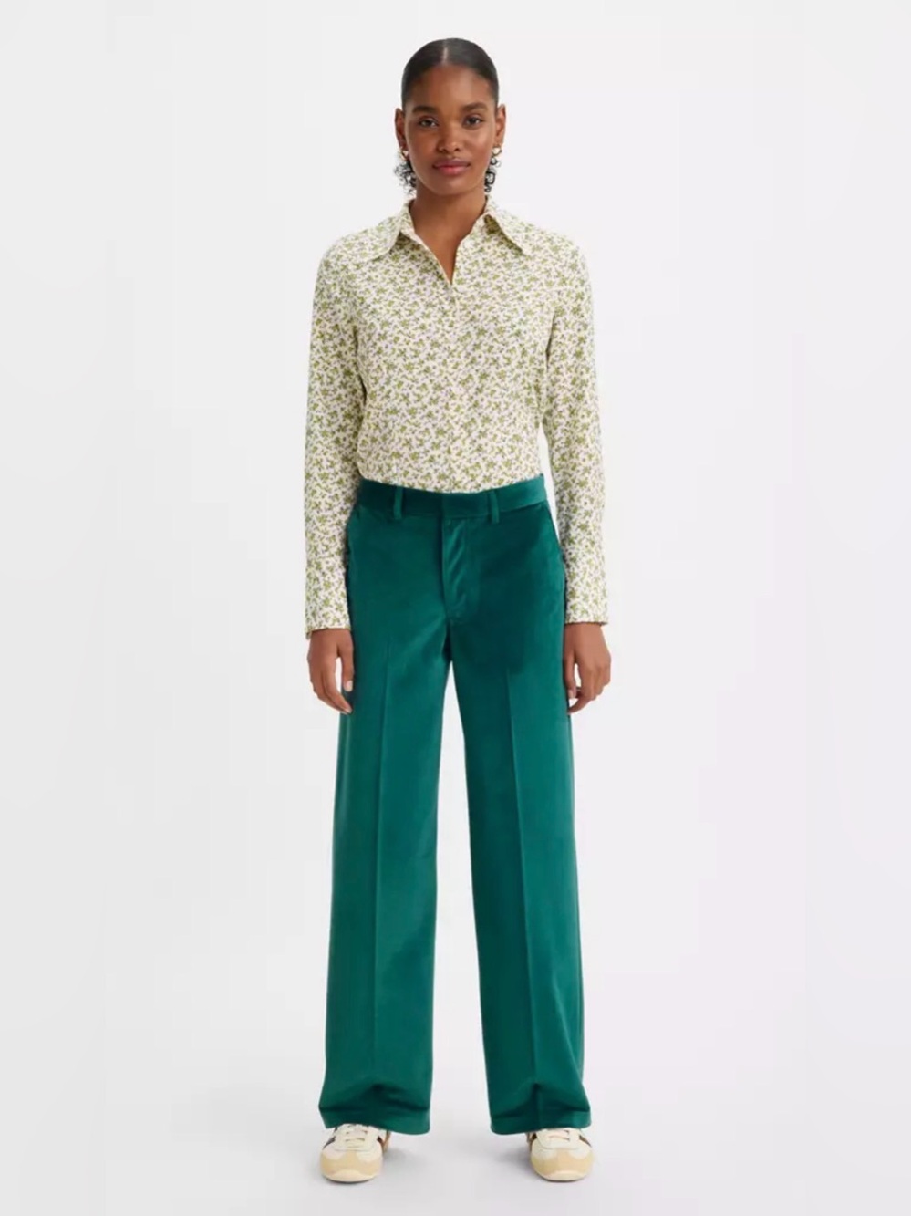 Levi’s Baggy Trouser wide-leg green velvet pants - size 32